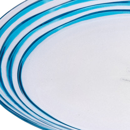 Clear and Blue Four Piece Swirl Acrylic Service For Four Dinner Plate Set