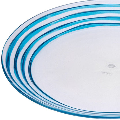 Clear and Blue Four Piece Swirl Acrylic Service For Four Dinner Plate Set HomeRoots
