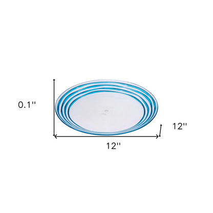 Clear and Blue Four Piece Swirl Acrylic Service For Four Dinner Plate Set HomeRoots