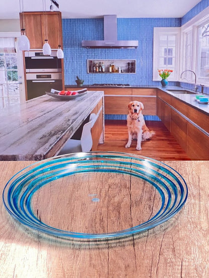 Clear and Blue Four Piece Swirl Acrylic Service For Four Dinner Plate Set HomeRoots