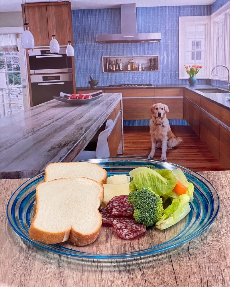 Clear and Blue Four Piece Swirl Acrylic Service For Four Dinner Plate Set HomeRoots