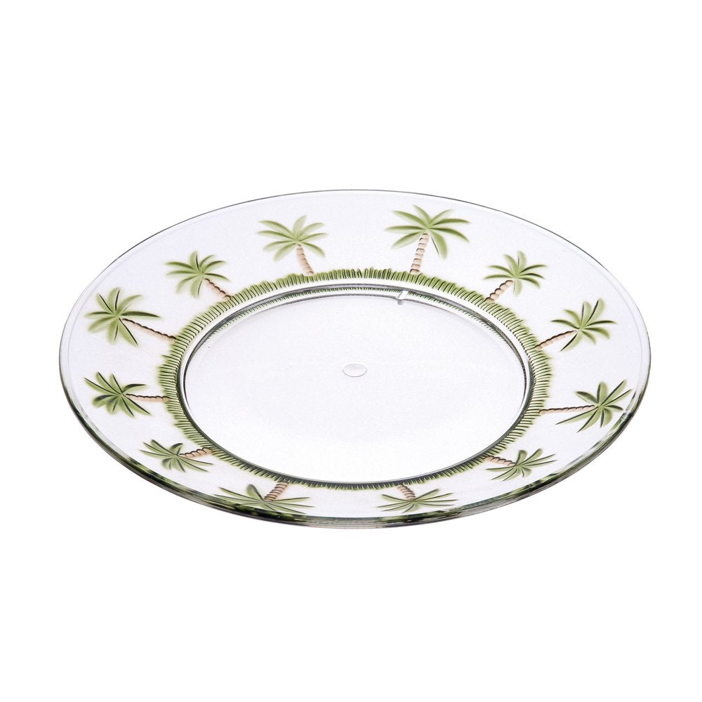 Clear and Green Four Piece Palm Tree Acrylic Service For Four Dinner Plate Set HomeRoots