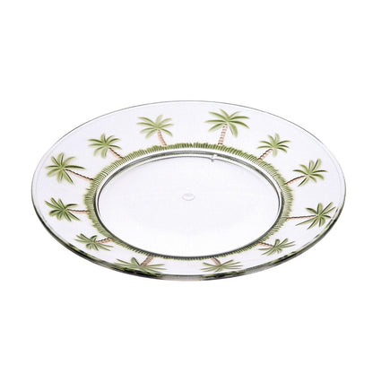 Clear and Green Four Piece Palm Tree Acrylic Service For Four Dinner Plate Set HomeRoots