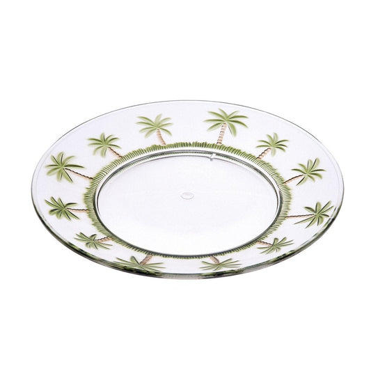 Clear and Green Four Piece Palm Tree Acrylic Service For Four Dinner Plate Set HomeRoots