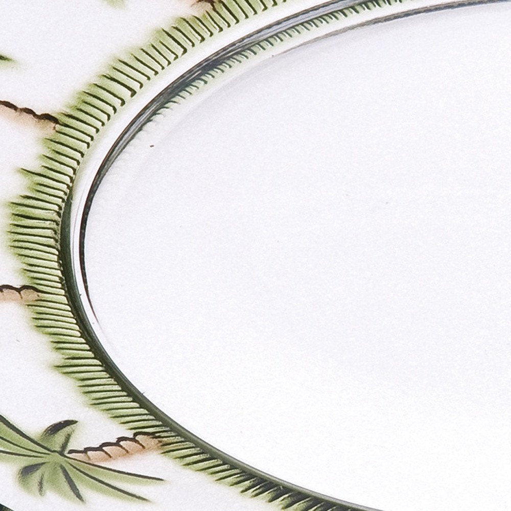 Clear and Green Four Piece Palm Tree Acrylic Service For Four Dinner Plate Set HomeRoots