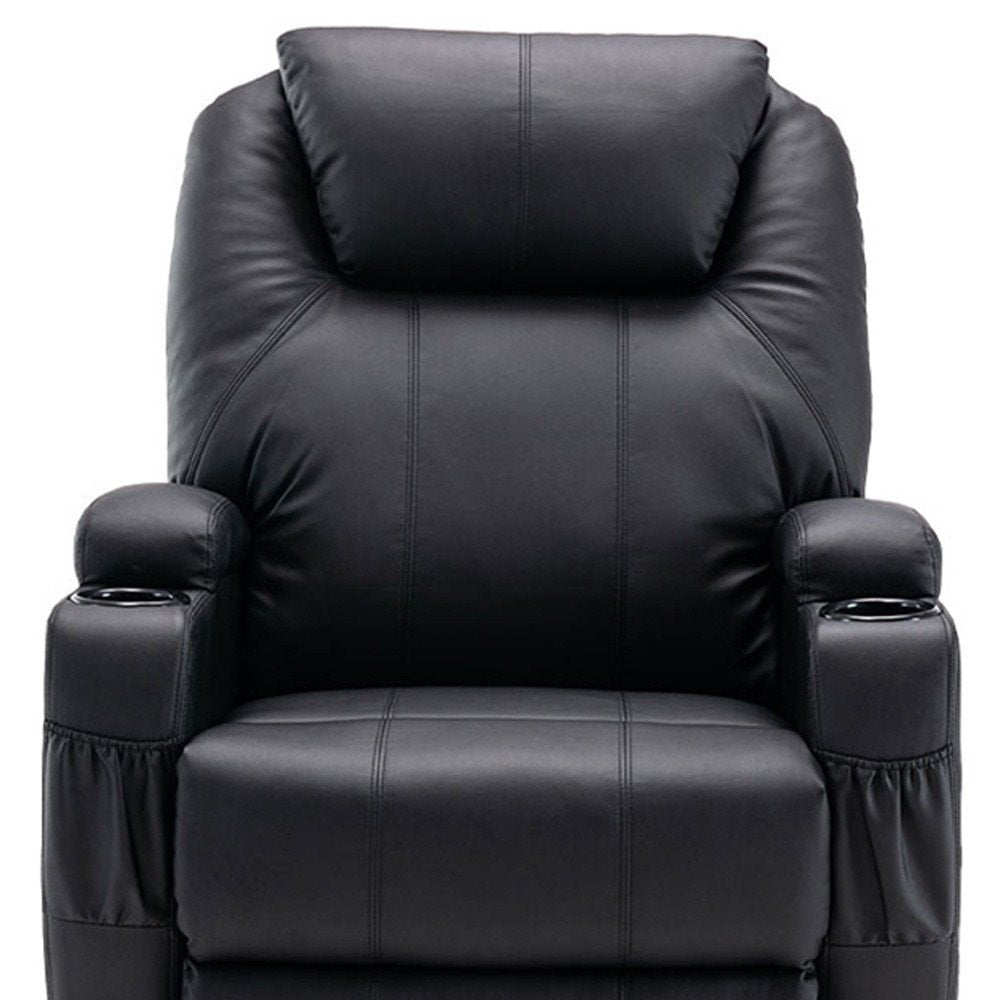 33" Black Power Heated Massage Lift Assist Recliner HomeRoots