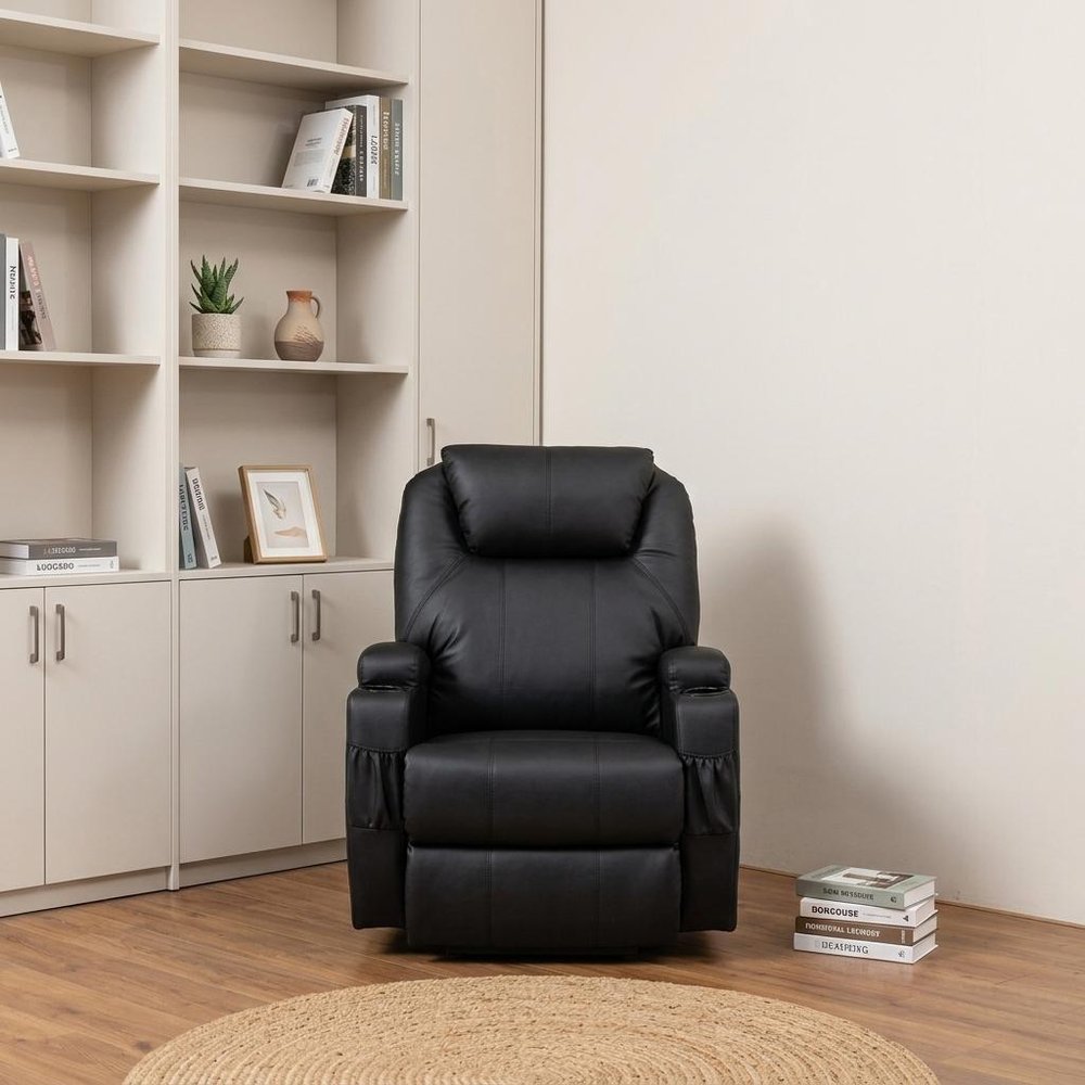 33" Black Power Heated Massage Lift Assist Recliner HomeRoots