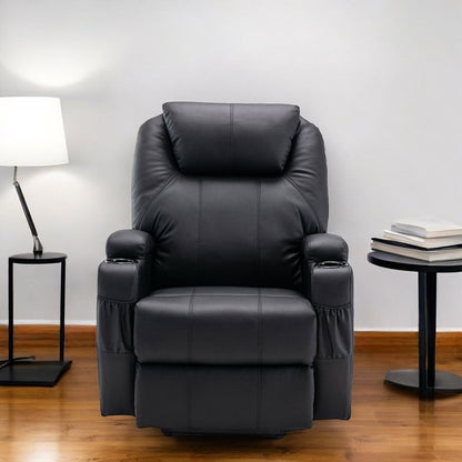 33" Black Power Heated Massage Lift Assist Recliner HomeRoots