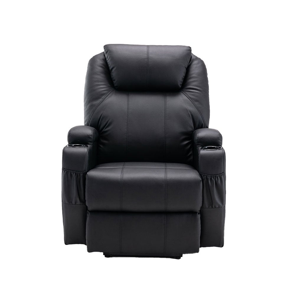 33" Black Power Heated Massage Lift Assist Recliner HomeRoots