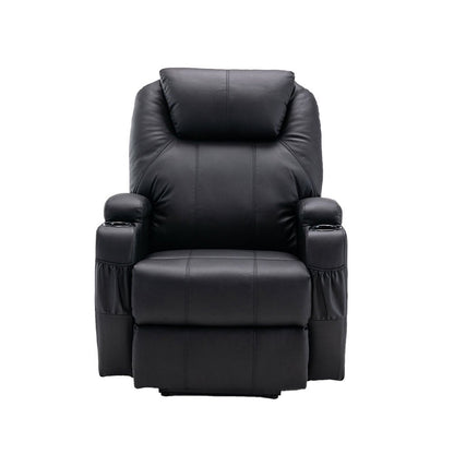33" Black Power Heated Massage Lift Assist Recliner HomeRoots