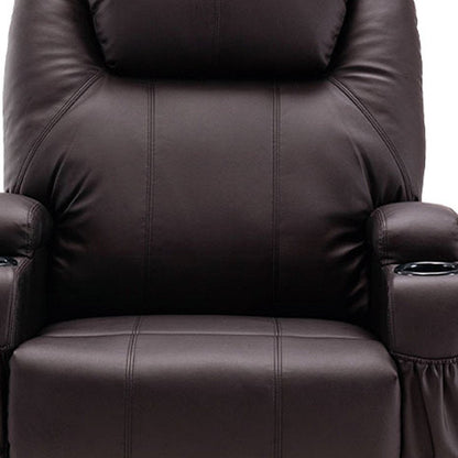 33" Brown Faux Leather Power Heated Massage Lift Assist Recliner HomeRoots