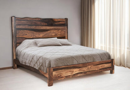 Walnut Live Edge Solid Wood King Bed Frame HomeRoots