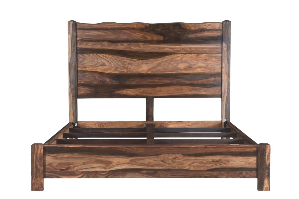 Walnut Live Edge Solid Wood King Bed Frame HomeRoots