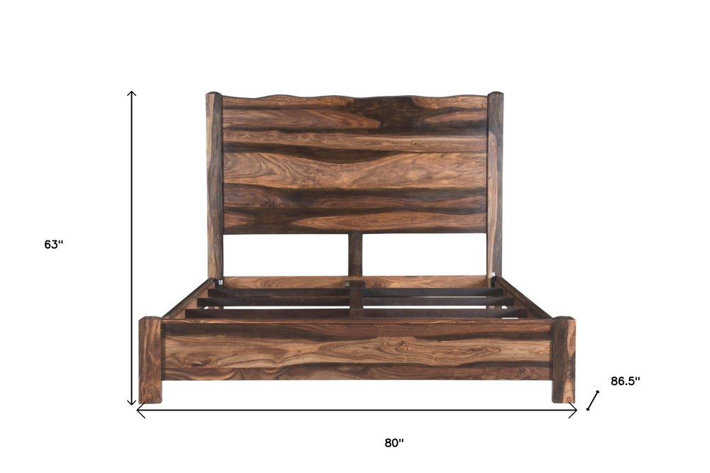 Walnut Live Edge Solid Wood King Bed Frame HomeRoots