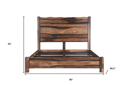 Walnut Live Edge Solid Wood King Bed Frame HomeRoots