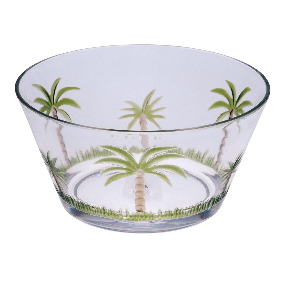 Clear and Green Four Piece Palm Tree Acrylic Service For Four Bowl Set HomeRoots
