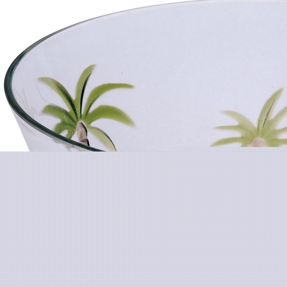 Clear and Green Four Piece Palm Tree Acrylic Service For Four Bowl Set HomeRoots
