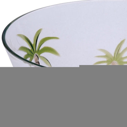 Clear and Green Four Piece Palm Tree Acrylic Service For Four Bowl Set HomeRoots