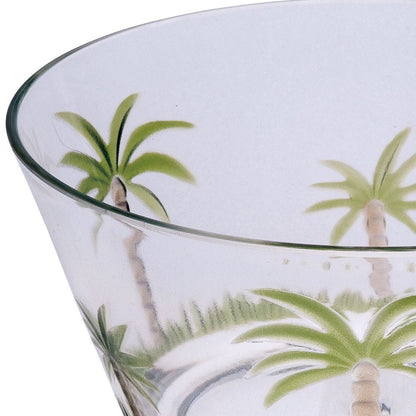 Clear and Green Four Piece Palm Tree Acrylic Service For Four Bowl Set HomeRoots