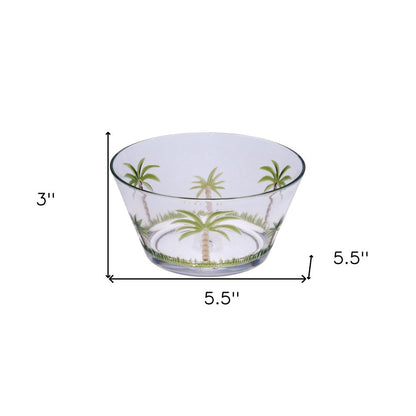 Clear and Green Four Piece Palm Tree Acrylic Service For Four Bowl Set HomeRoots