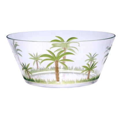 10" Clear and Green Palm Tree Acrylic Round Salad Bowl HomeRoots