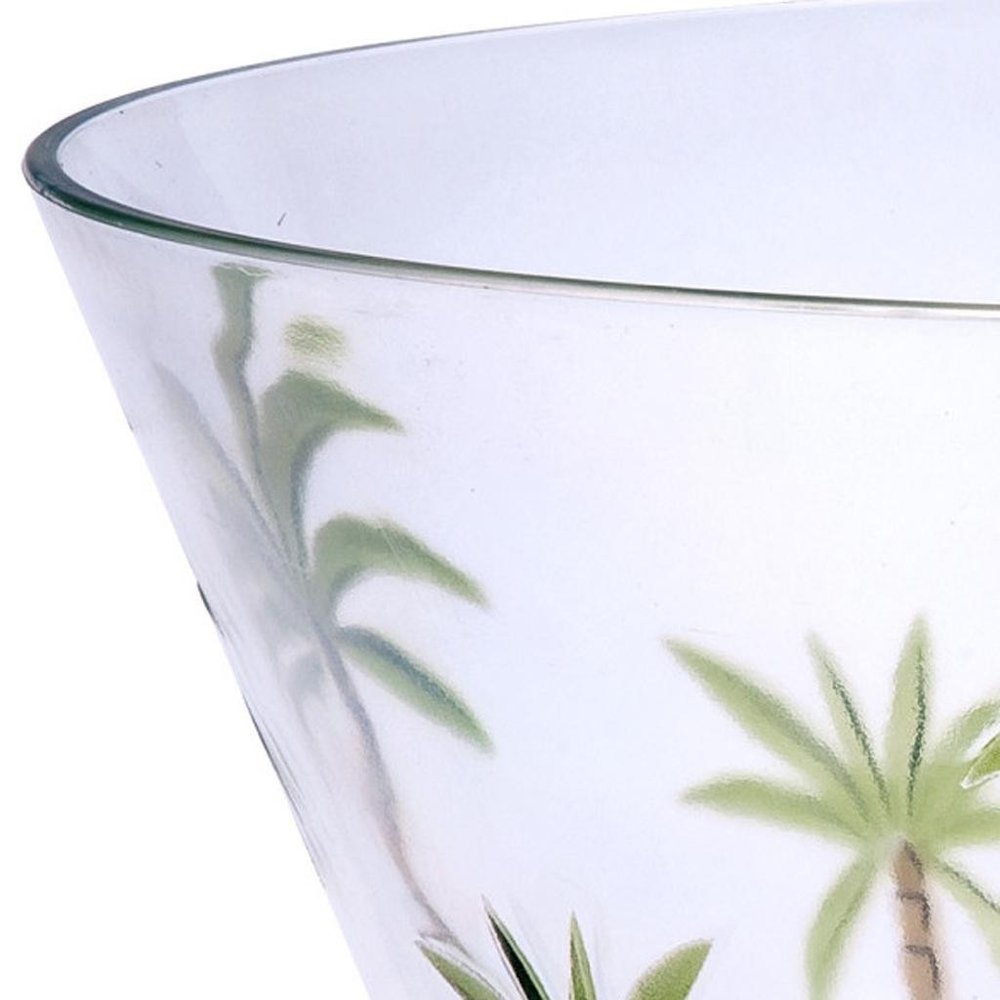 10" Clear and Green Palm Tree Acrylic Round Salad Bowl HomeRoots