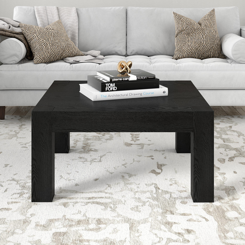 34" Black Wood Square Coffee Table