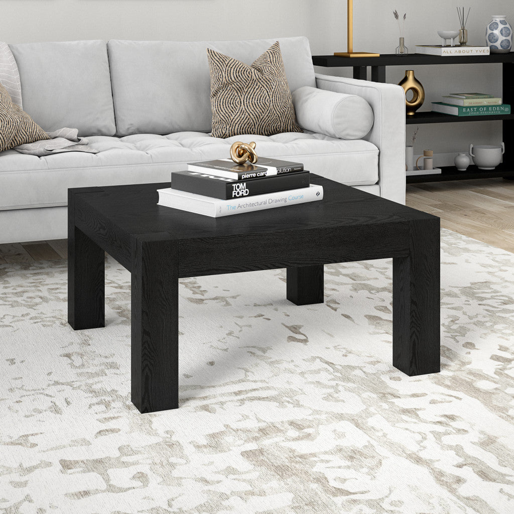 34" Black Wood Square Coffee Table