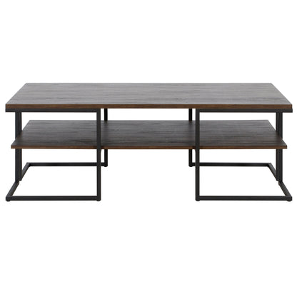 45" Black Steel Coffee Table With Shelf