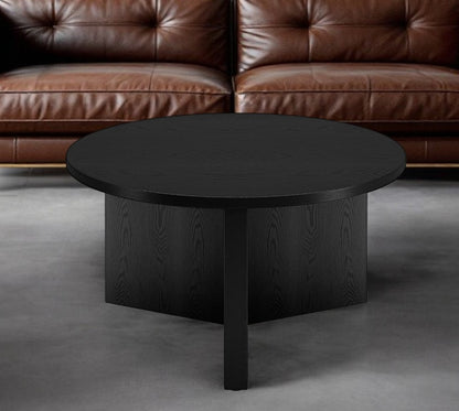 32" Black Round Coffee Table