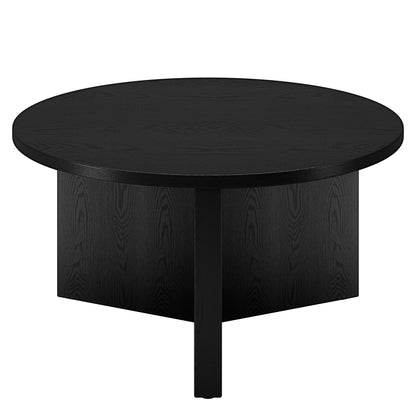 32" Black Round Coffee Table