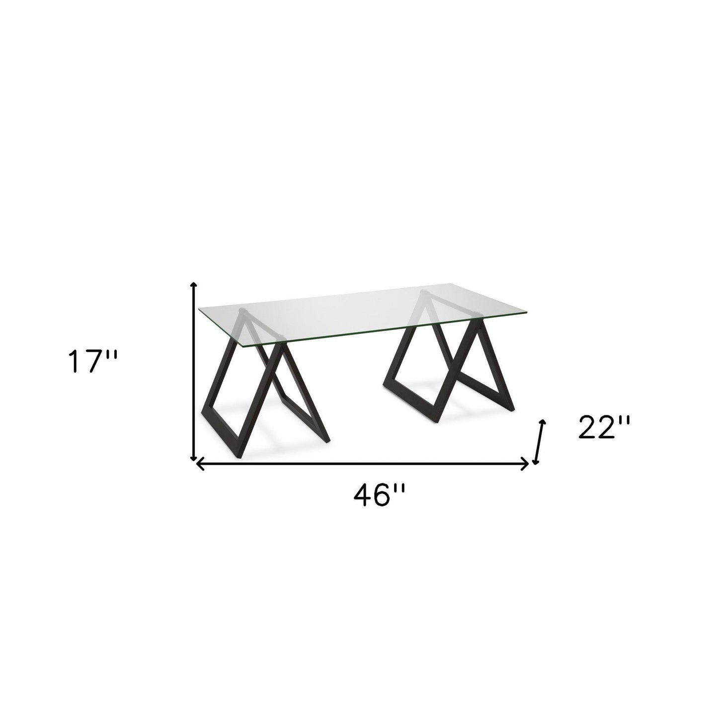 46" Black Glass And Steel Coffee Table - FurniFindUSA