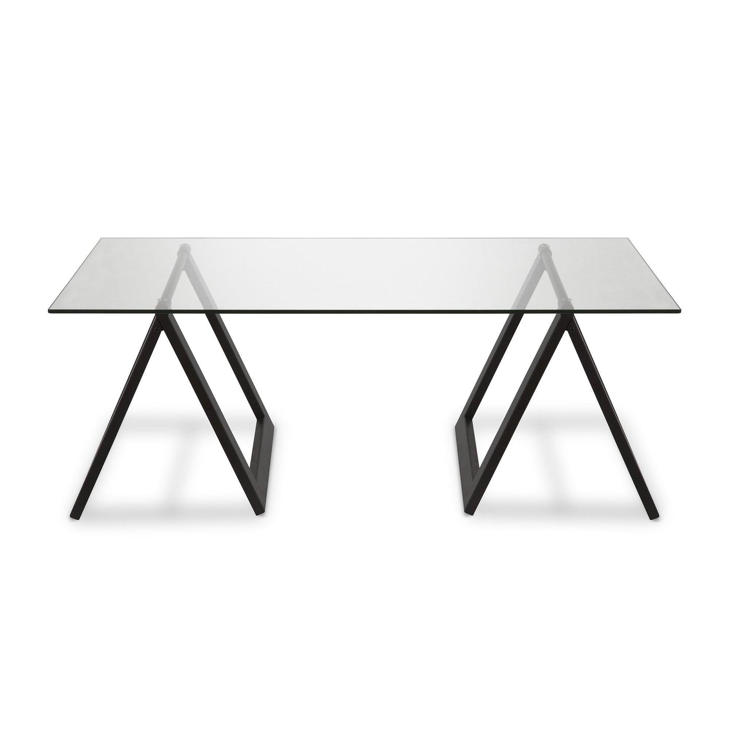 46" Black Glass And Steel Coffee Table - FurniFindUSA