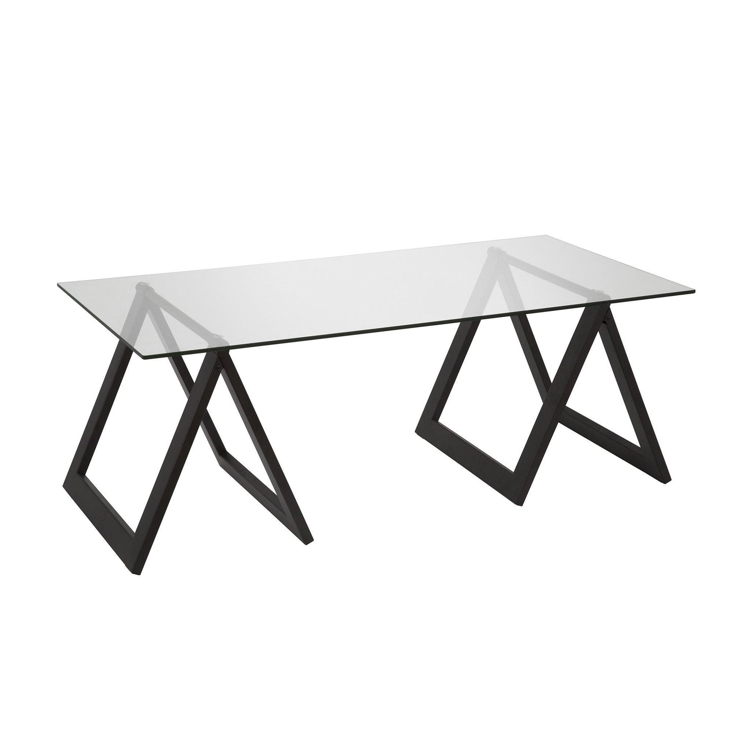 46" Black Glass And Steel Coffee Table - FurniFindUSA