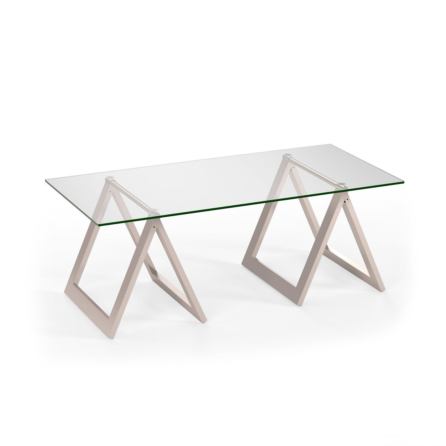 46" Clear Glass And Steel Coffee Table - FurniFindUSA