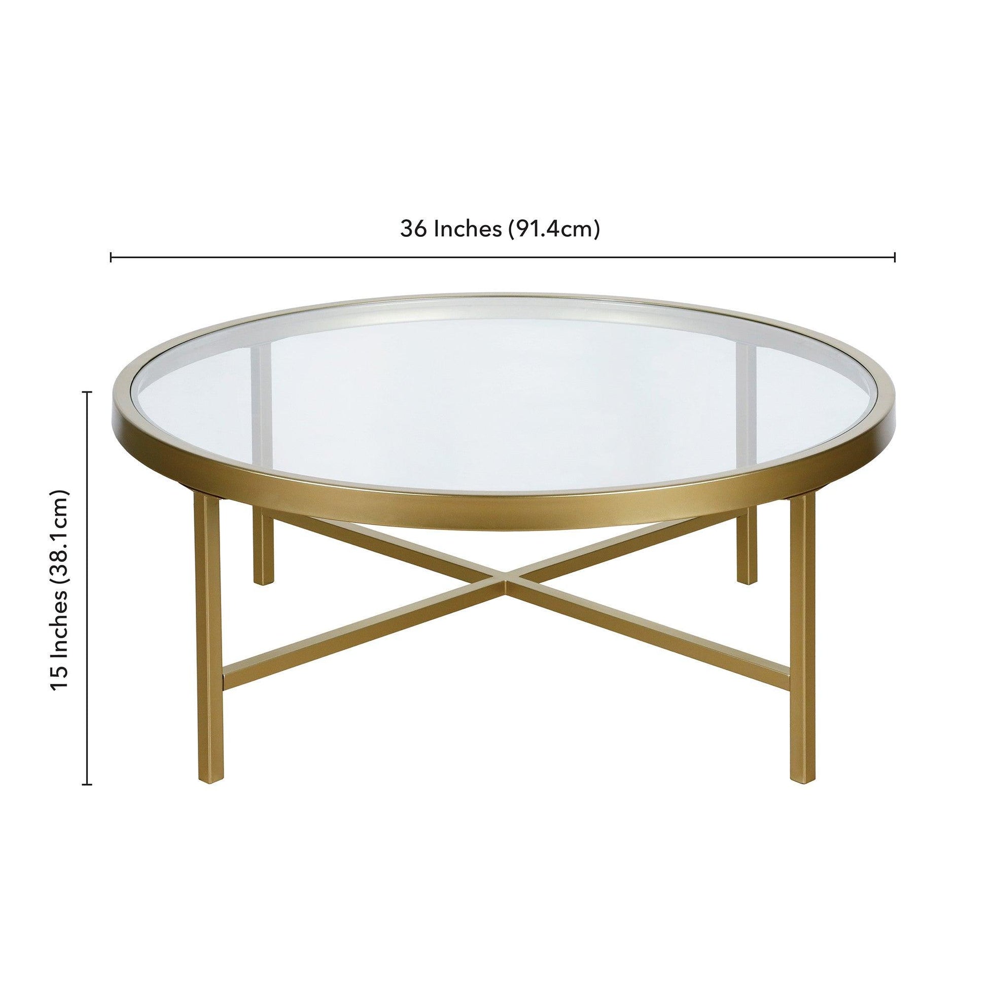 36" Gold Glass And Steel Round Coffee Table - FurniFindUSA