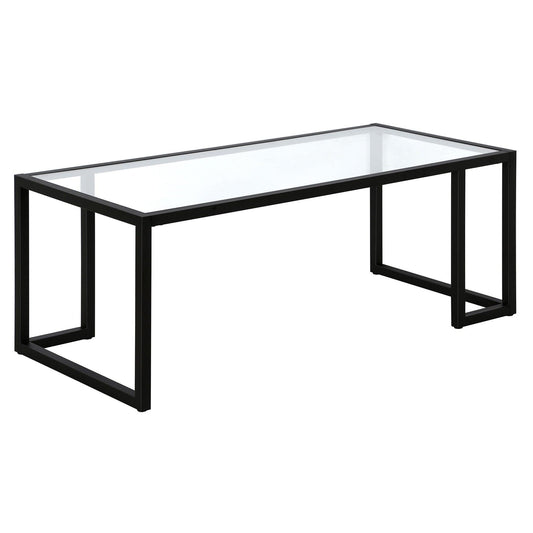 45" Black Glass And Steel Coffee Table - FurniFindUSA