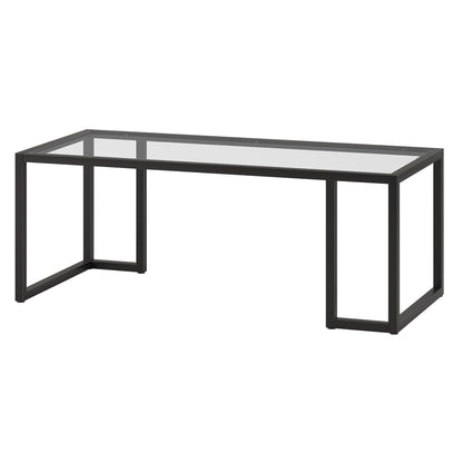 45" Black Glass And Steel Coffee Table - FurniFindUSA