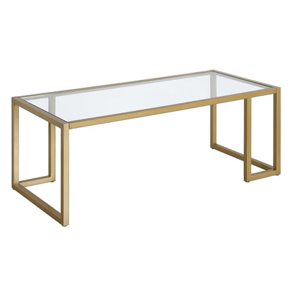 45" Gold Glass And Steel Coffee Table - FurniFindUSA