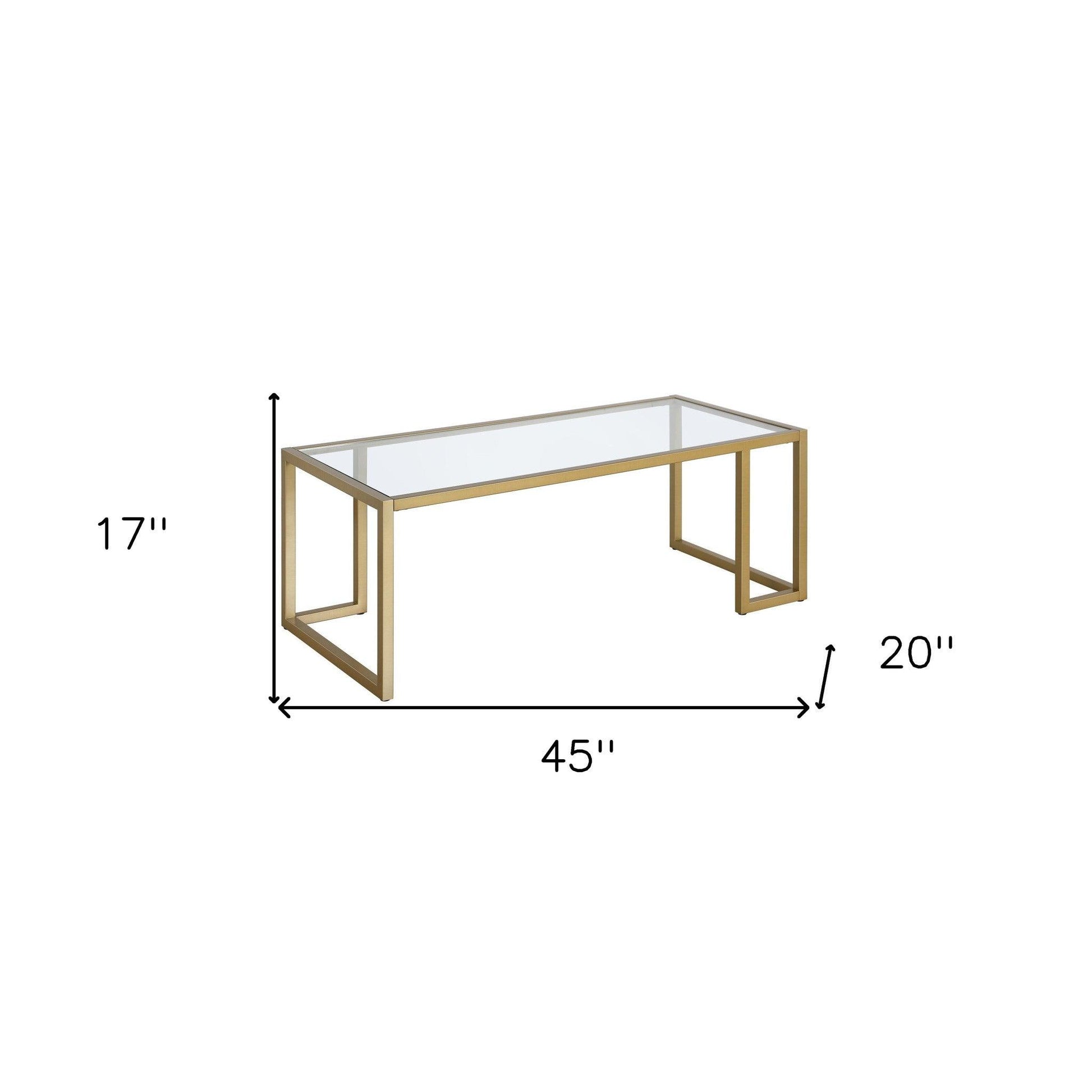 45" Gold Glass And Steel Coffee Table - FurniFindUSA