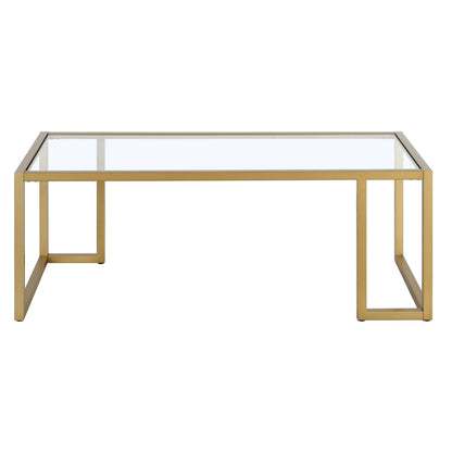 45" Gold Glass And Steel Coffee Table - FurniFindUSA