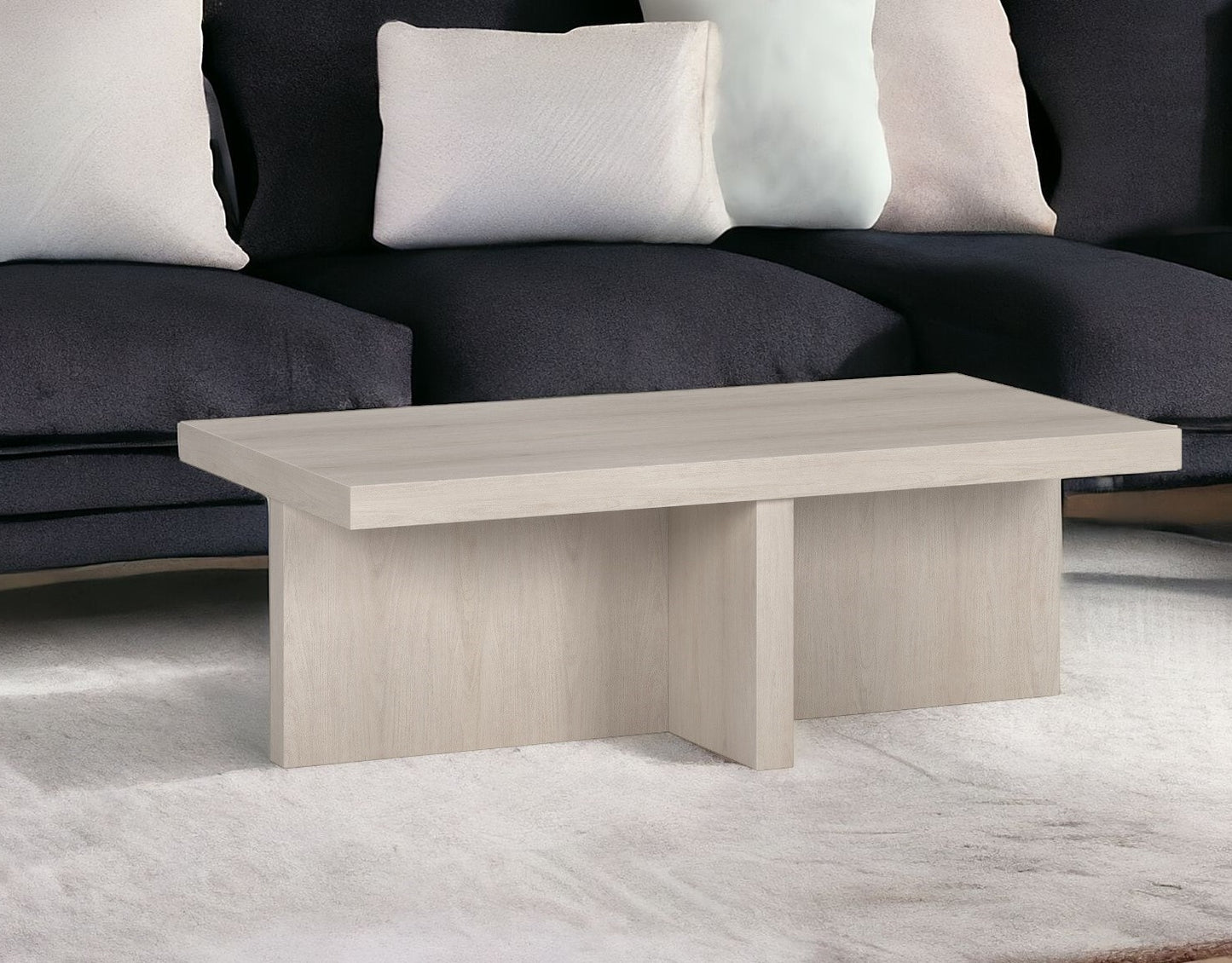 44" Alder White Wood Coffee Table