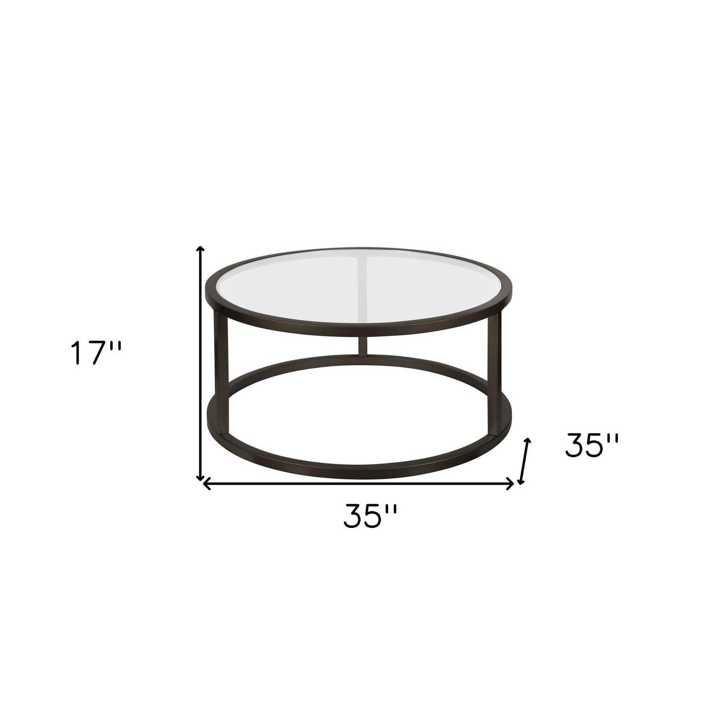 35" Black Glass And Steel Round Coffee Table - FurniFindUSA