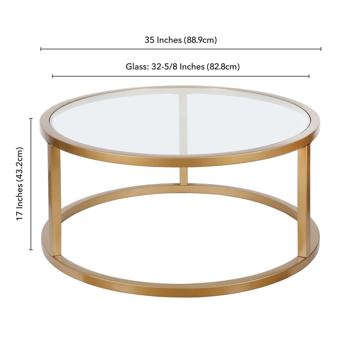 35" Gold Glass And Steel Round Coffee Table - FurniFindUSA