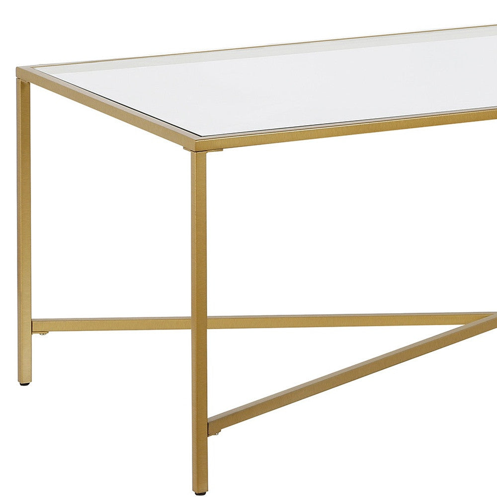 48" Gold Glass And Steel Coffee Table