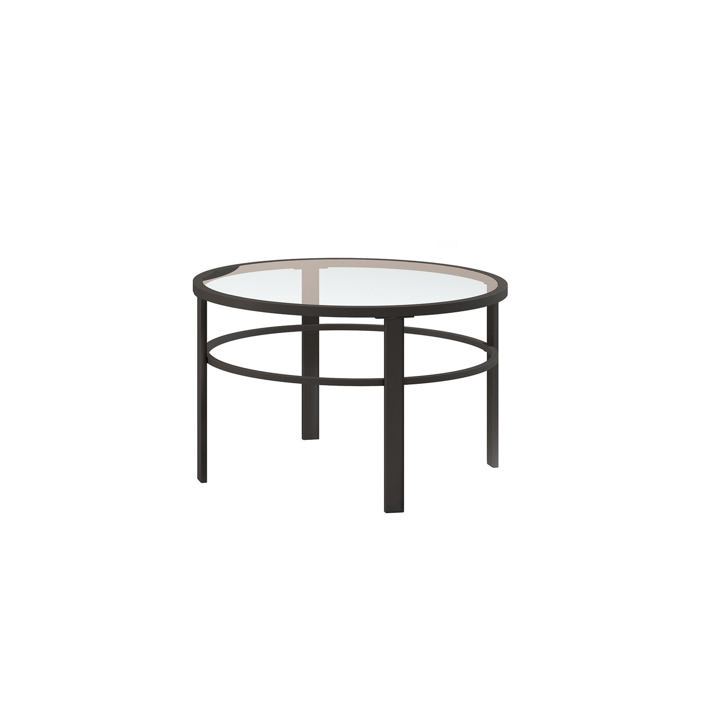 Set of Two 36" Clear And Black Glass And Steel Round Nested Coffee Tables