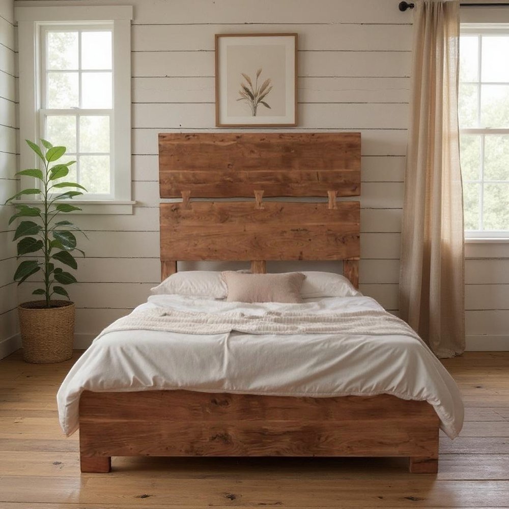 Chestnut Live Edge Solid Wood Queen Bed Frame HomeRoots