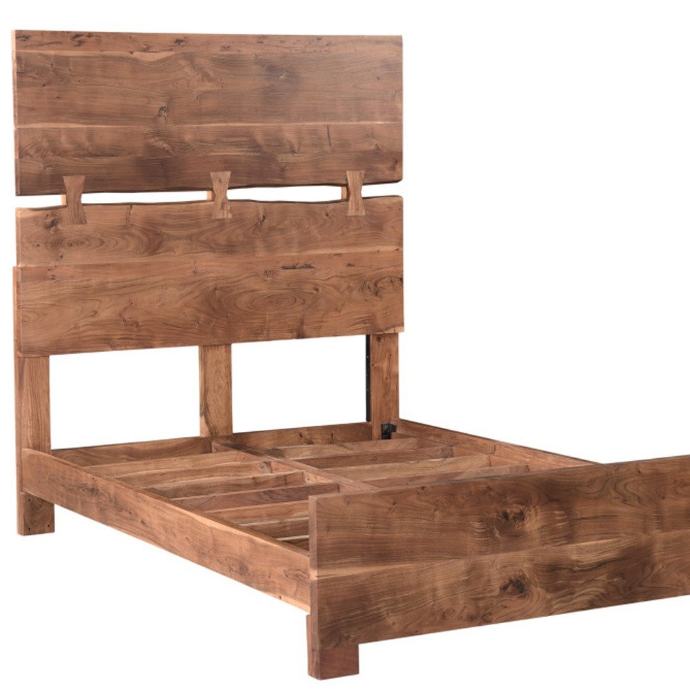 Chestnut Live Edge Solid Wood Queen Bed Frame HomeRoots
