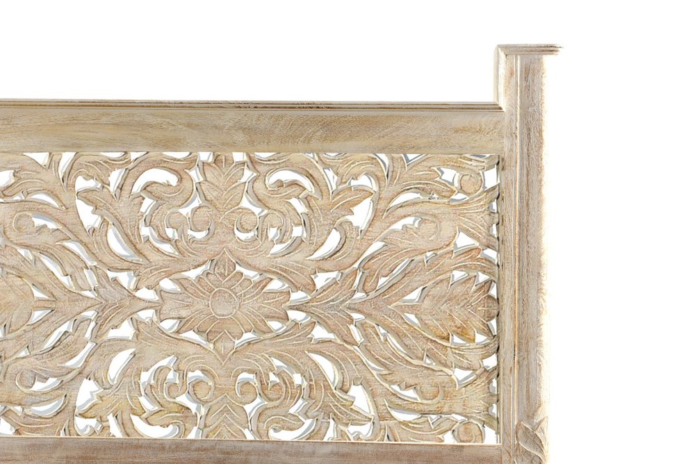 White Carved Floral Distressed Solid Wood King Bed Frame HomeRoots