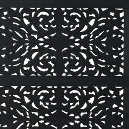 Carved Solid Wood King Black Bed HomeRoots